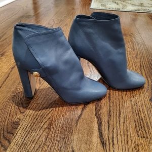 Jimmy Choo Medal Blue Gray Leather Ankle Bootie